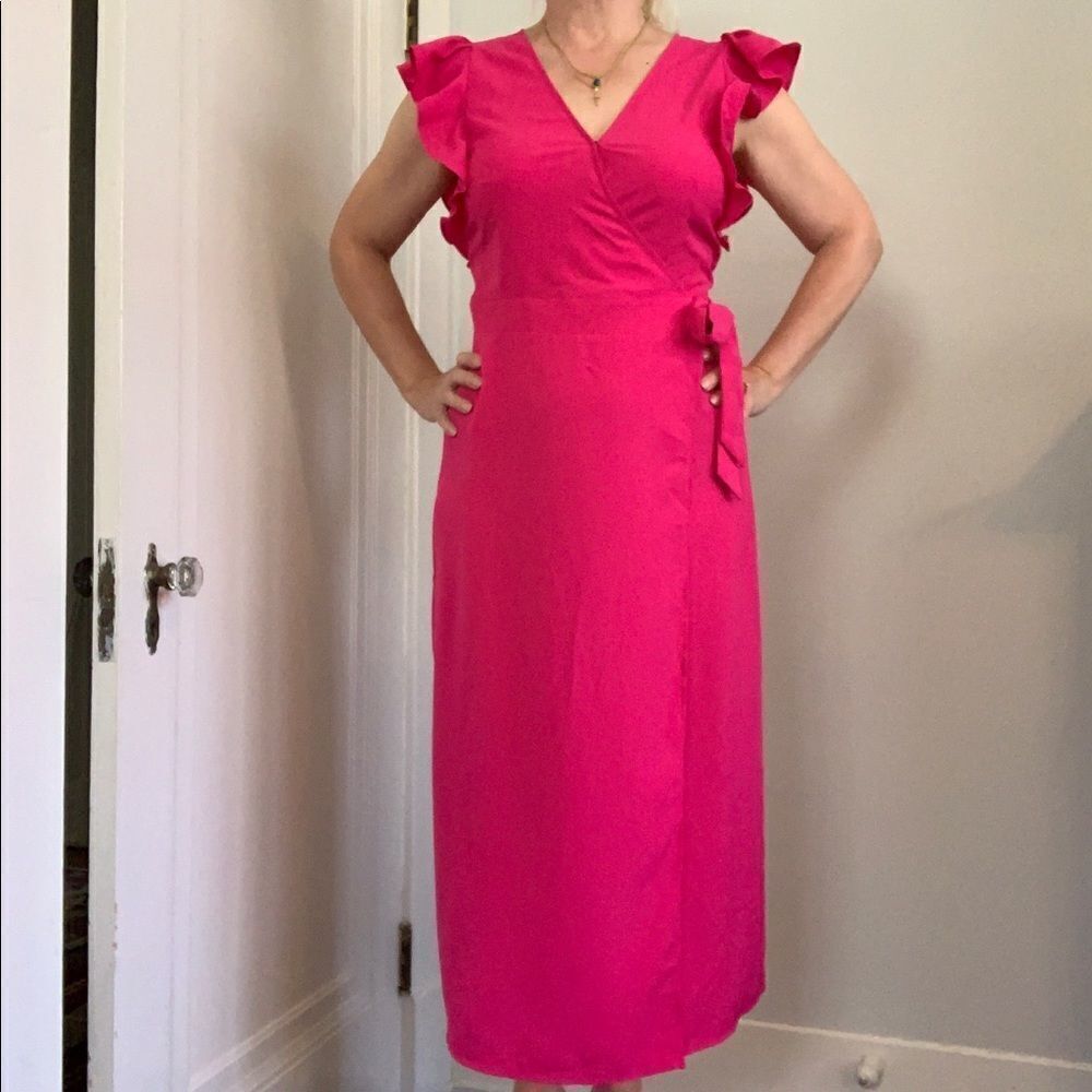 Nwot Who What Wear‎ bright pink wrap summer dress